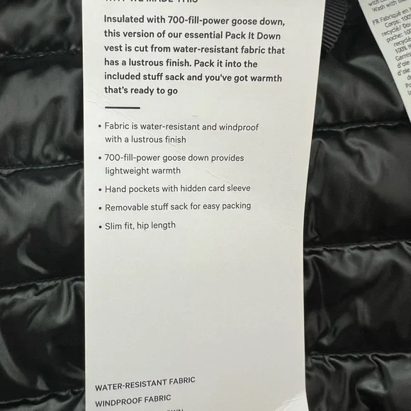 Lululemon Pack It Down Vest Lustre Black NWT Size 10 - Picture 5 of 8